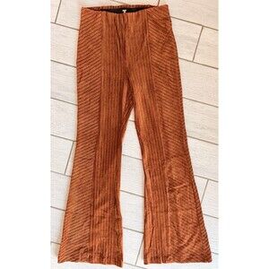 Free People Golden Rod Flared Pull On Sz M Orange Velvet Corduroy Bell Bottom